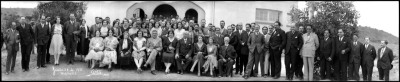 Plutarco Elías Calles, Pascual Ortiz Rubio y un grupo de personas en la Hacienda de Santa Bárbara