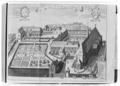 Lámina titulada: Conventus Fratrum Minorum Regularis Observantae in verbe Mechlinia, del libro de Antoni Sandri, Choregraphia Sacra, tomo 3, 1664.

