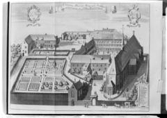Lámina titulada: Conventus Fratrum Minorum Regularis Observantae in verbe Mechlinia, del libro de Antoni Sandri, Choregraphia Sacra, tomo 3, 1664.
