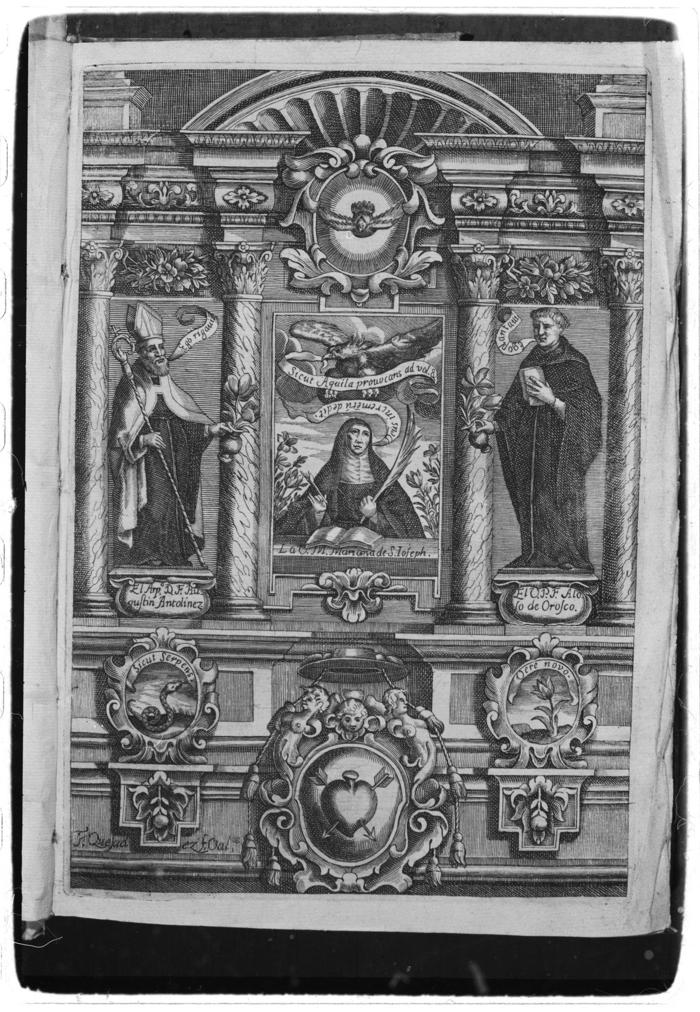 Portadilla del libro titulado: Esclarecido solar de las religiosas reformadas de nuestro padre San Agustín, y vidas de las insignes hijas de sus conventos, escrito por el Reverendo Padre Maestro Fray Alonso de Villerino, 1694.  