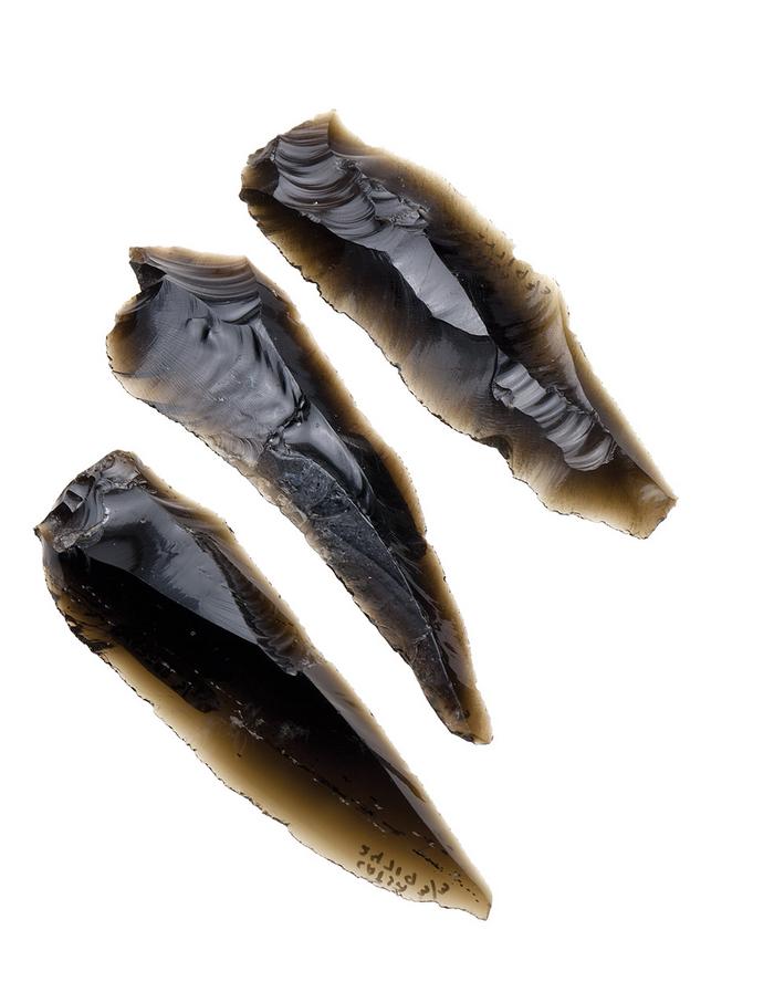 Lote de tres láminas de obsidiana
