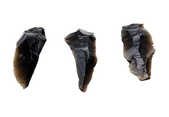 Lote de tres láminas de obsidiana