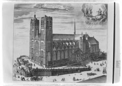 Lámina titulada: Basilica Bruxellensis S.S. Michaelis et Gudilae, en el libro de Antoni Sandri, Choregraphia Sacra, tomo 3, 1664.
