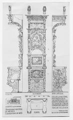 Dibujo de las caras de una silla alta del coro del Convento de San Agustín