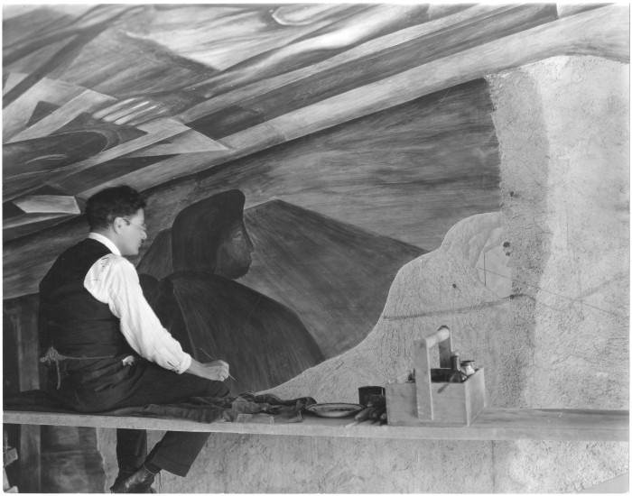 José Clemente Orozco pintando Razas aborígenes, Colegio de San Ildefonso